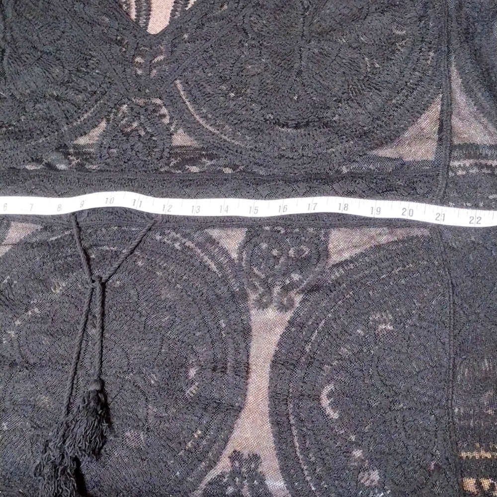 💥Black Stretchy Cotton Lace Batwing Top/ Swim Cover / Cover Up - Picture 12 of 16